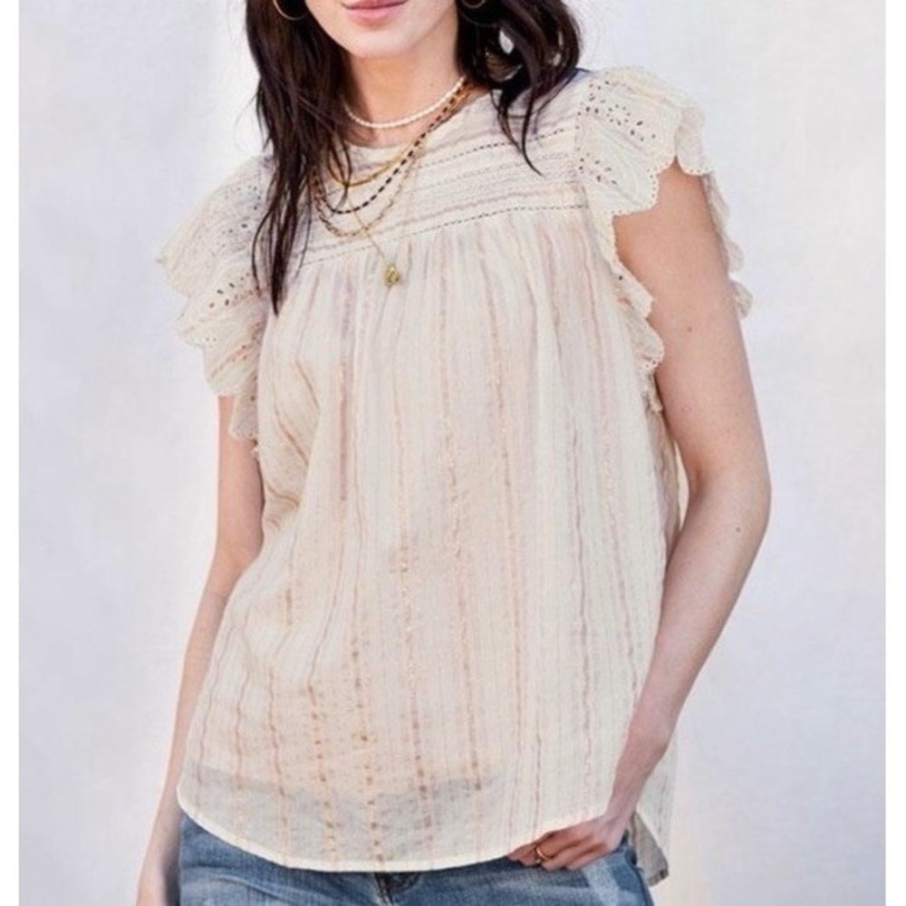 Boho western Hippie Good Heart Matilda Jane mockingbird Ivory Stripe Metallic‎ S